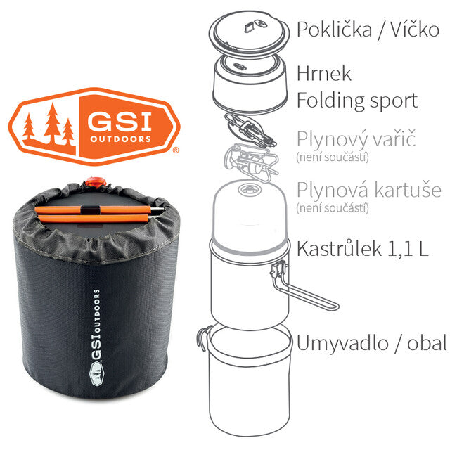 GSI Outdoors Halulite Soloist kompakten komplet za jedenje za eno osebo 1.1 l