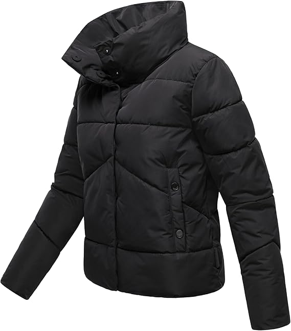 Marikoo Jalliaa Women's Short Winter Jacket with High Collar, Black