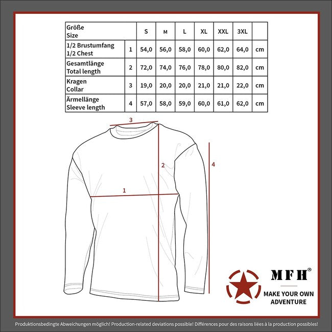 MFH American Long Sleeve Shirt, OD Green, 170 g/m²