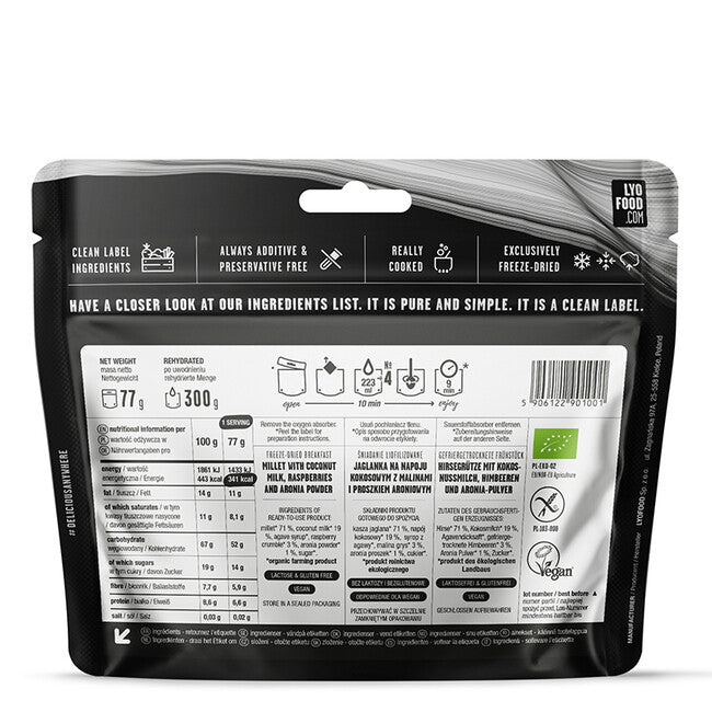 LYOfood kaša z malinami 370g