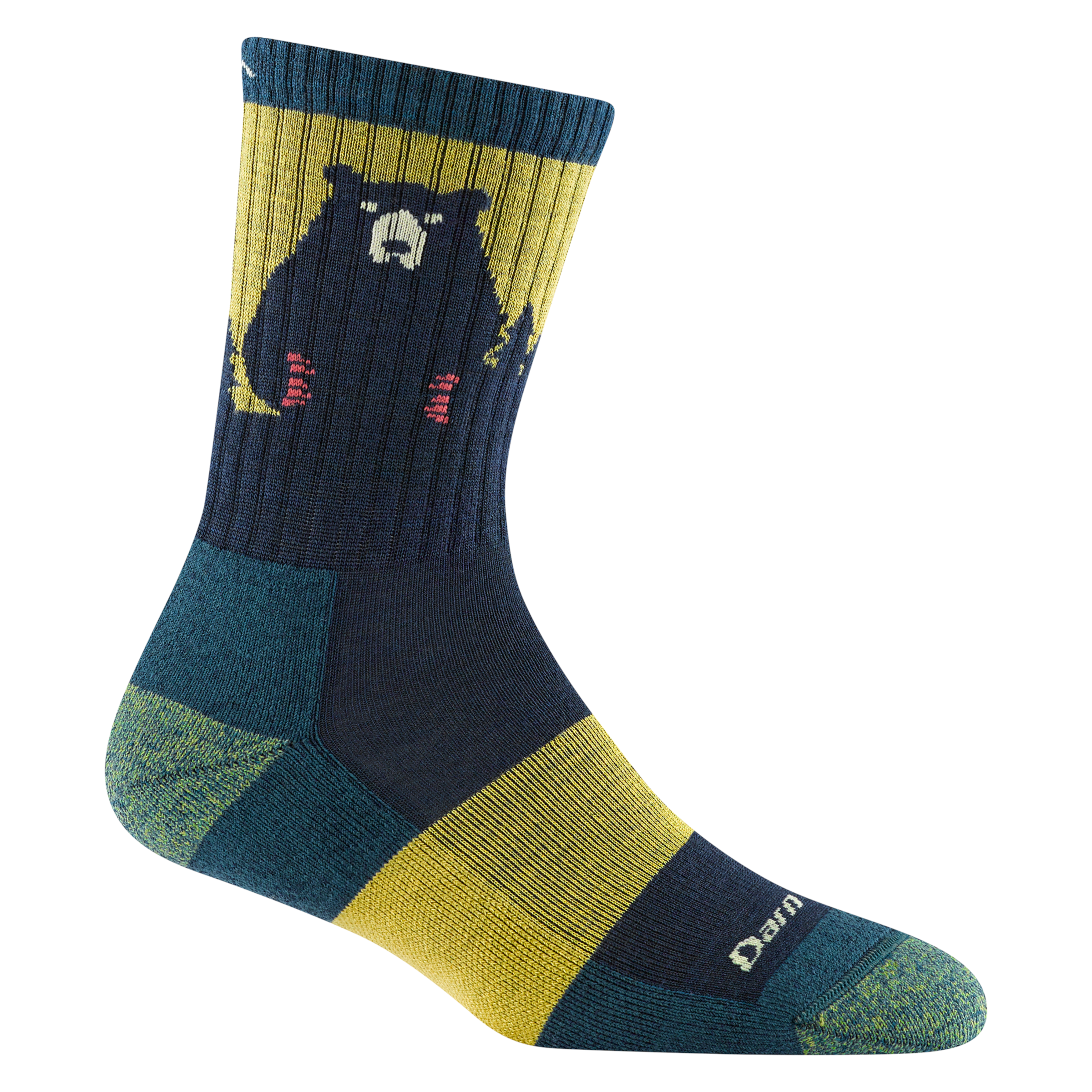 Darn Tough Bear Town Micro Crew Lightweight Cushion Hiking Socks, Dark Teal
