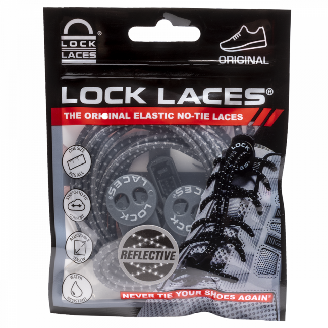 Lock Laces Vezalke do čevljev, reflective svetlo siva