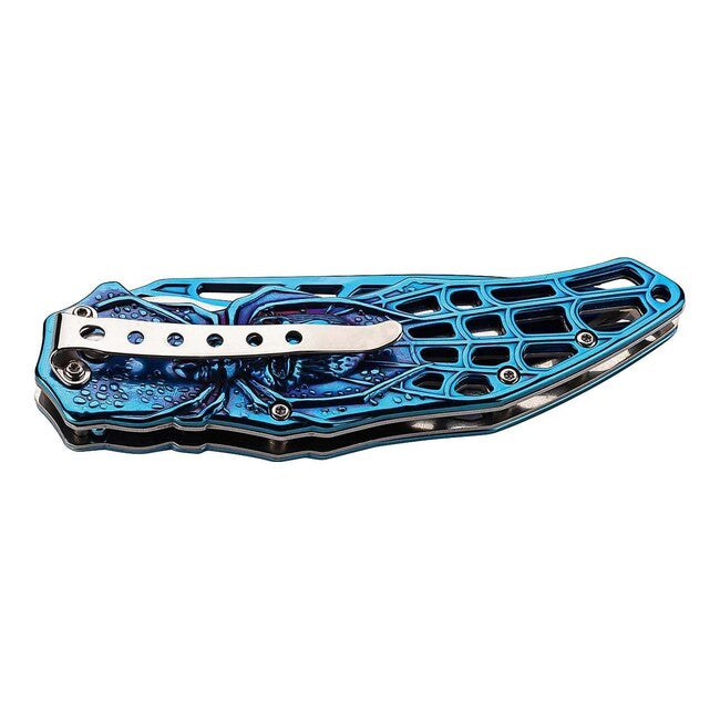 Herbertz enoročni žepni nož 9cm nerjaveče jeklo, modra, 3D pajek