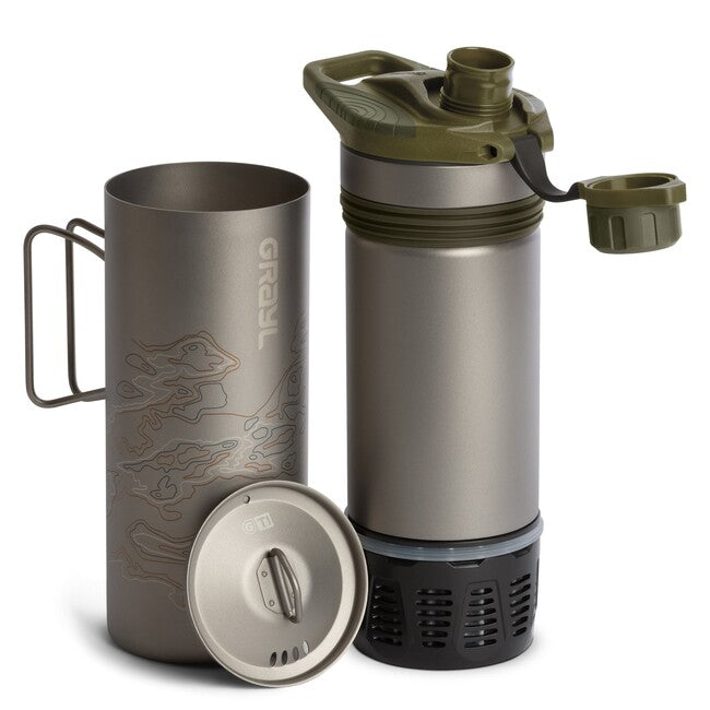 GRAYL GeoPress™ Purifier filtrirna steklenica Titanium + Cook Lid, Olive Drab