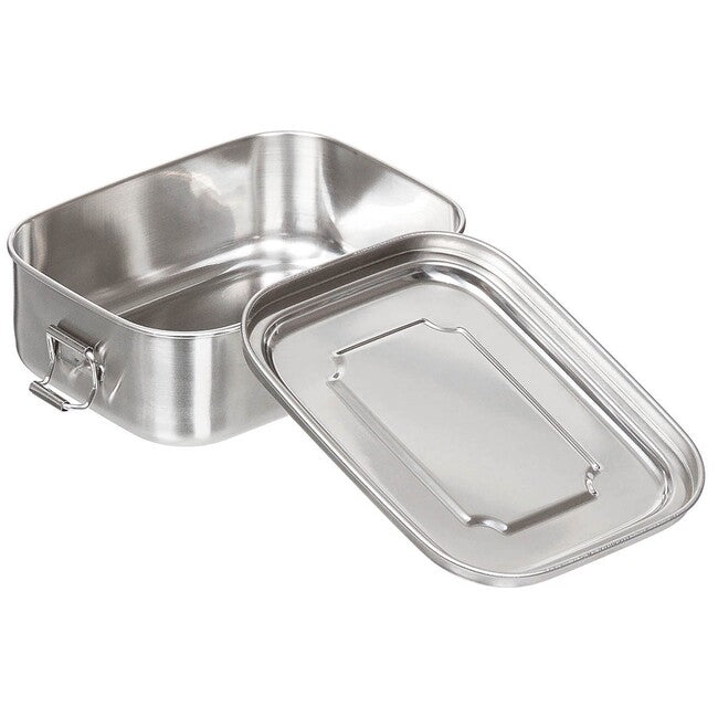 Fox Outdoor Stainless Steel Lunch Box, Approximately 16 x 13 x 6.2 cm