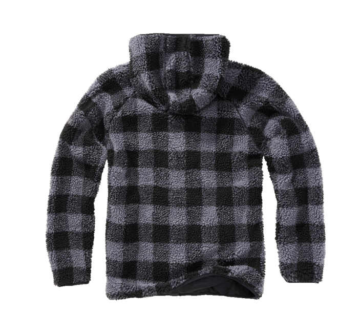 Brandit Worker jakna flisasta s kapuco Teddyfleece, črna/siva