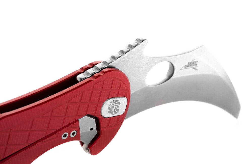Lionsteel L.E. ONE 1 A RS Μαχαίρι τύπου Karambit Κόκκινο/Stone Washed, ανάπτυγμα σε συνεργασία Emerson Design