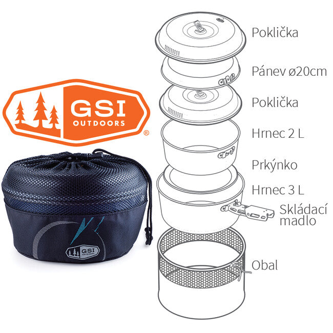 GSI Outdoors Bugaboo Ceramic Base Camper kampinški komplet za kuhanje lončkov srednje velikosti 2+3 l