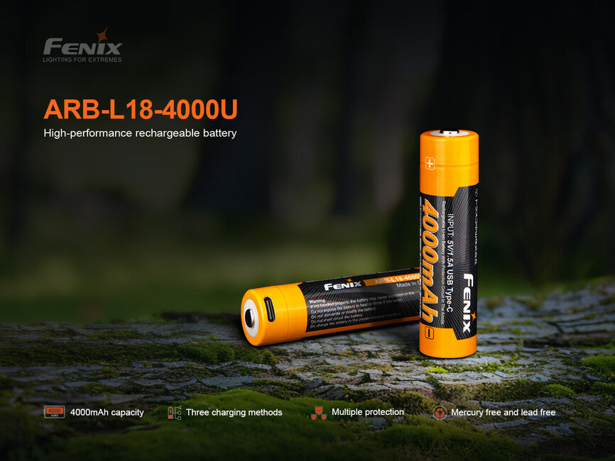 Fenix 18650 napolnljiva USB-C baterija 4000 mAh (Li-Ion)