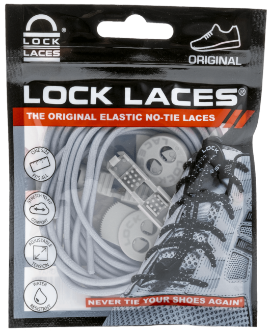 Lock Laces vezalke do čevljev, siva trdna
