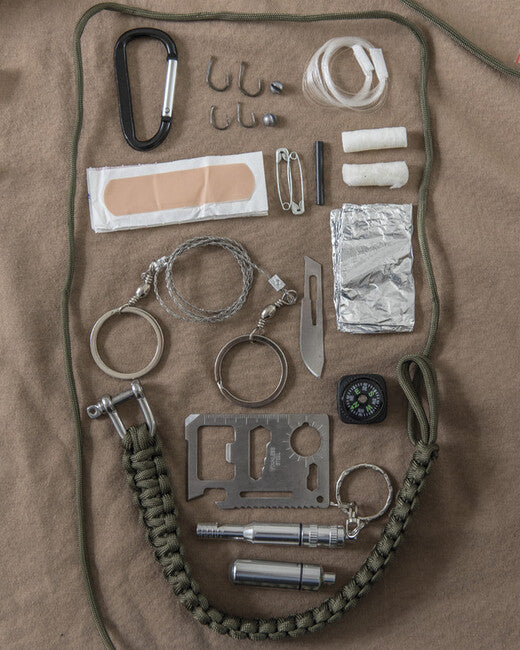 Mil-Tec paracord komplet za preživetje, velik, olivno zelen