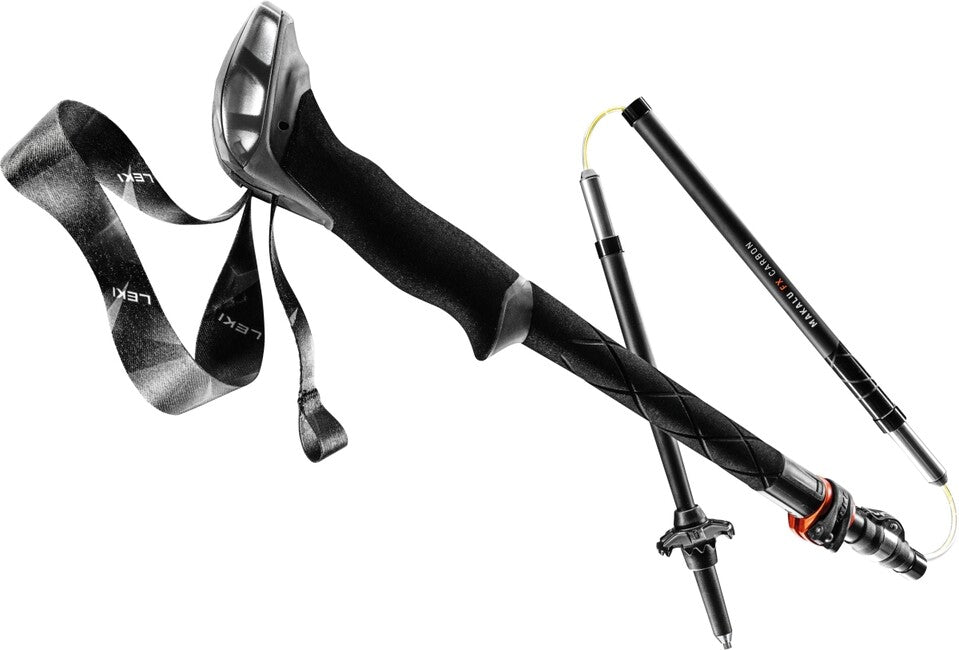 LEKI Makalu FX Carbon trekingove palice, črno-oranžno-naravna ogljikova, 110 - 130 cm