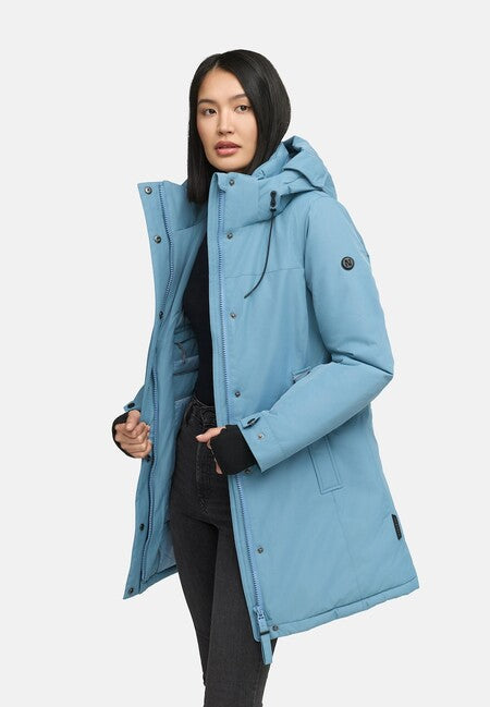 Navahoo FROSTKUSS 14 jakna za na prostem zimska ženski s odklopljivo kapuco in pasom, powder blue