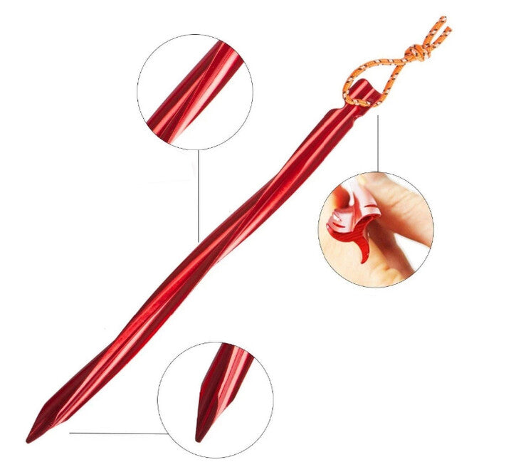 BasicNature Y-Stake Spiral klini za šotor 25 cm, rdeči, 6 kosov