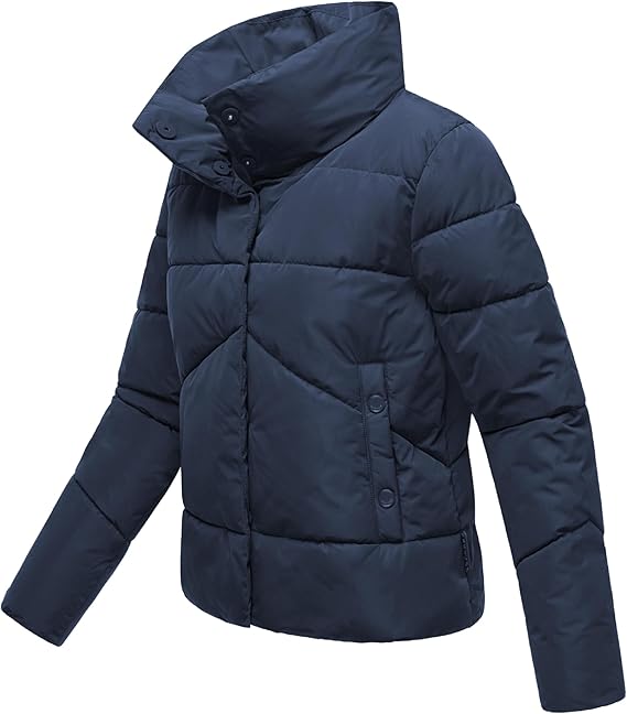 Marikoo Jalliaa Women's Short Winter Jacket with High Collar, Navy Blue