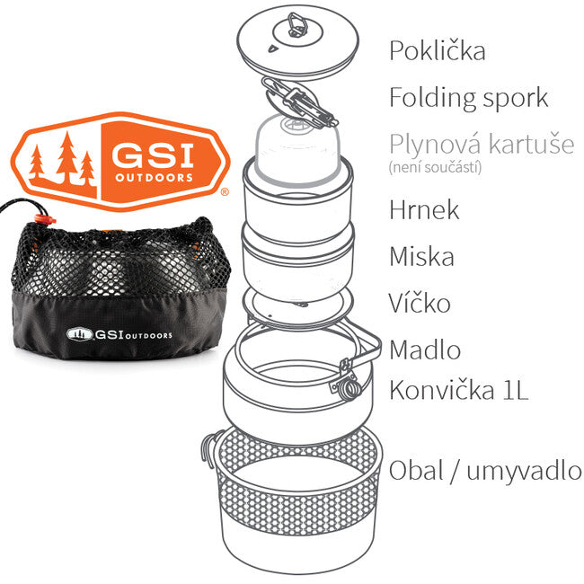 GSI Outdoors Glacier Ketalist komplet za kuhanje za eno osebo, 1 l