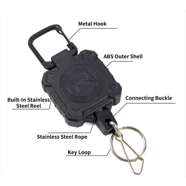 Leguon Karabin Keychain with Steel Cord Keyhex Carabiner, Olive
