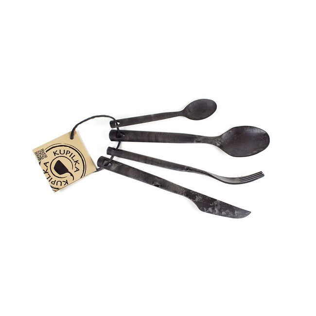 Kupilka CUTLERY kampinški pribor v pakiranju, črn