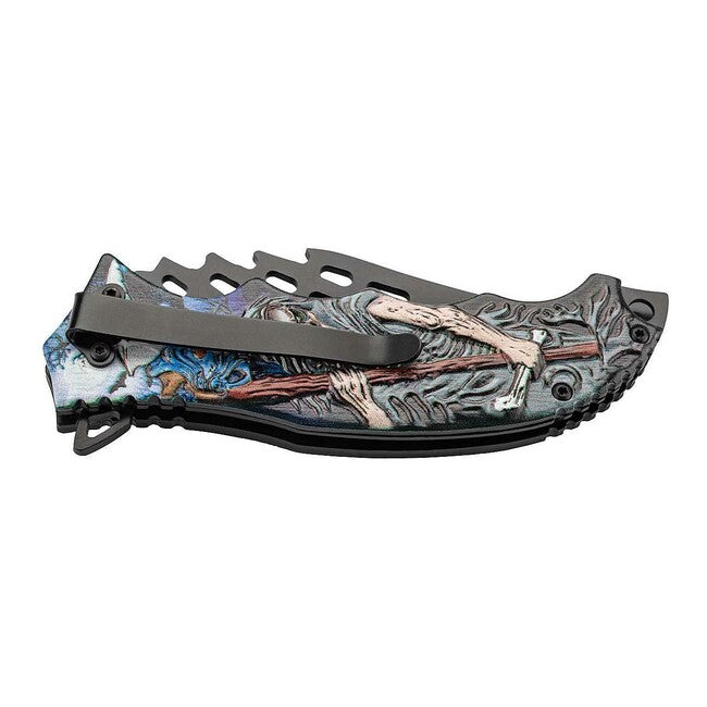 Herbertz enoročni žepni nož 3D smrtka, aluminijast, 9cm