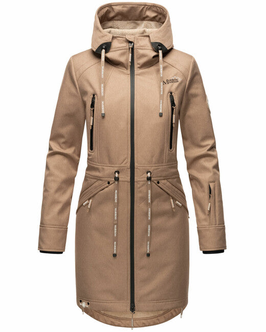 Marikoo Racquelle softshell jakna ženski s kapuco, taupe grey