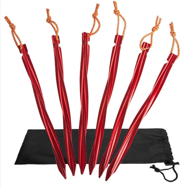 BasicNature Y-Stake Spiral klini za šotor 25 cm, rdeči, 6 kosov