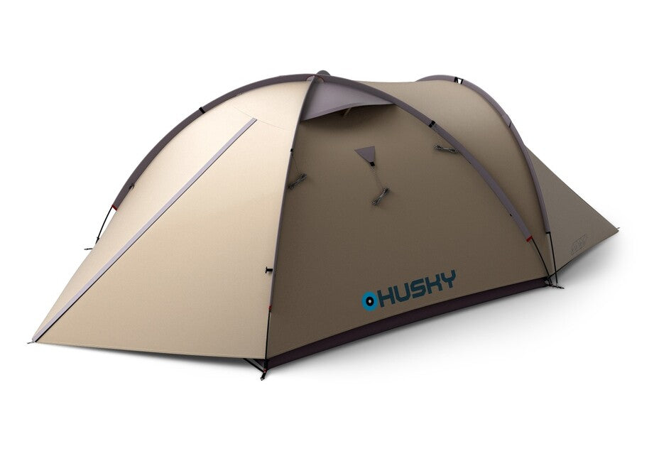Husky Bizon 3 Plus family trekking tent for 3 persons, light brown