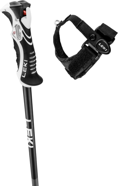 LEKI Bold Lite S Ski Poles, Dark Anthracite-Bright Red-Black