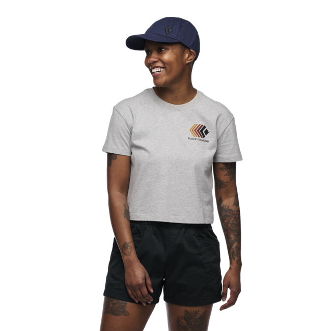 Black Diamond Women's Crop T-Shirt Faded, Nickel Heather
