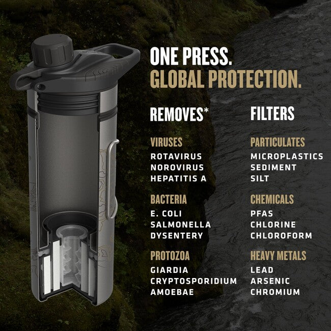 GRAYL GeoPress™ Purifier φιλτραρίσιμο μπουκάλι Titanium + Cook Lid, Olive Drab