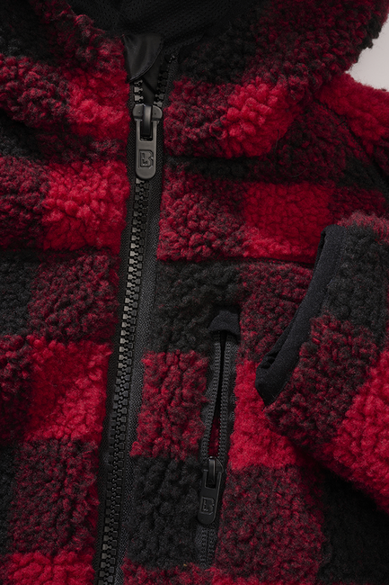 Brandit Teddyfleece jakna otroška s kapuco, rdeča/črna