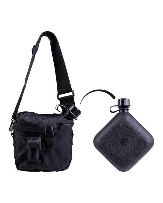 Mil-Tec Field Bottle with Cover and Strap, Black