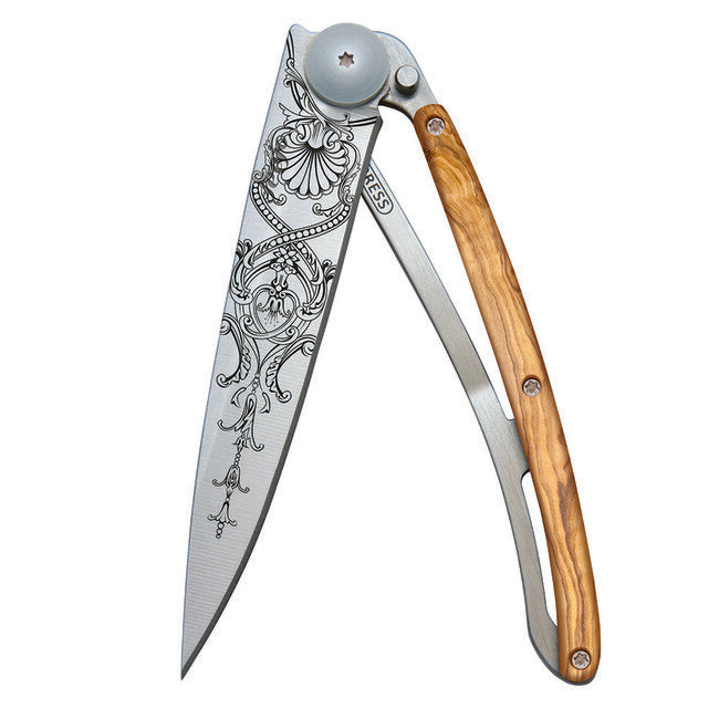 Deejo Tattoo Folding Knife Versailles Olive Wood