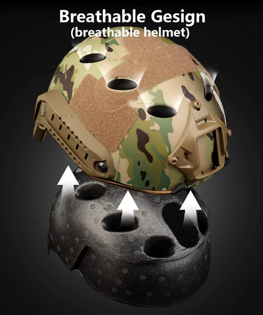 DRAGOWA Tactical Fast PJ Tactical Helmet with Bolt Goggles, CP (uncertified)