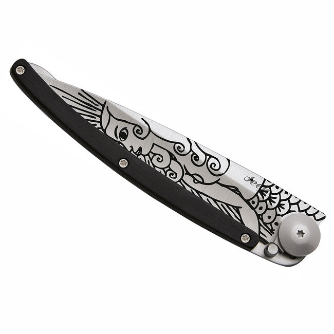 Deejo Tattoo preklopni nož ebony wood Mermaid