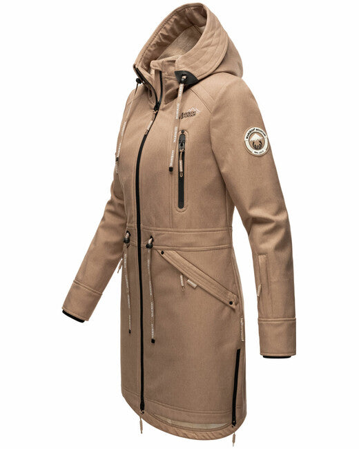 Marikoo Racquelle softshell jakna ženski s kapuco, taupe grey