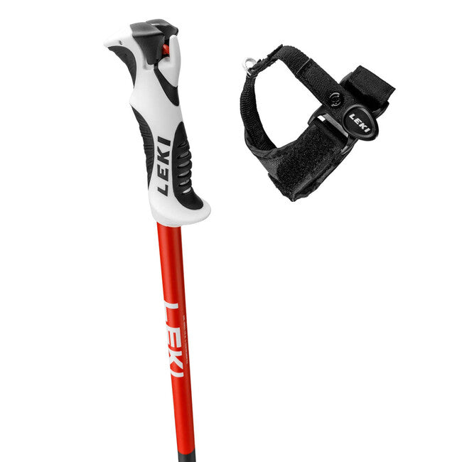 LEKI Bold S Ski Poles, Dark Anthracite-Bright Red-White