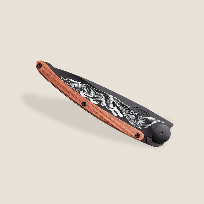 Deejo Tattoo preklopni nož Black coralwood, Fox