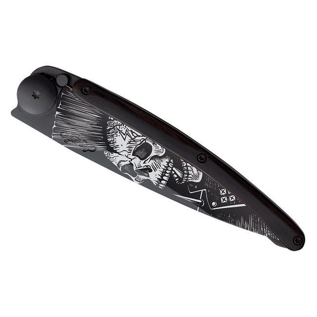 Deejo Tattoo preklopni nož črno ebenovino Punk