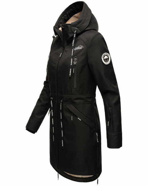 Marikoo Racquelle softshell jakna ženski s kapuco, črna