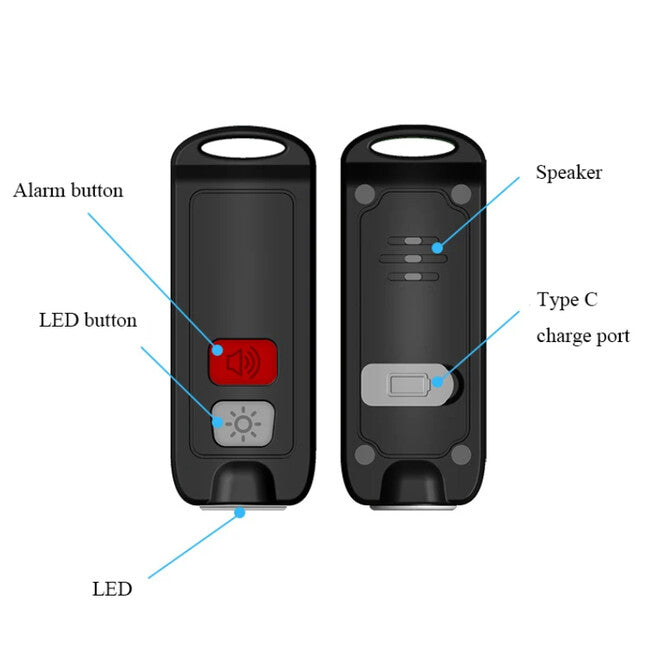 W&G SHIELD SOS Personal Alarm with LED Light and Activation Button, Black
