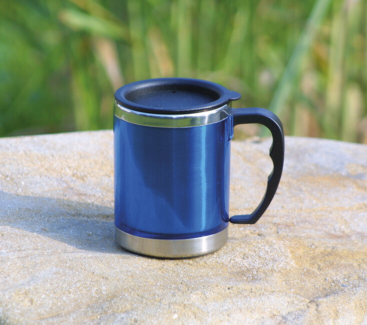 BasicNature MUG kozarec iz nerjavečega jekla, moder, 0,42 l