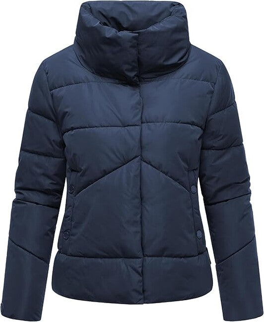 Marikoo Jalliaa Women's Short Winter Jacket with High Collar, Navy Blue