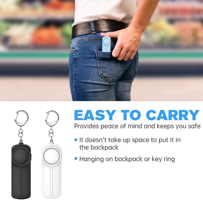 W&G SHIELD SOS Personal Alarm with LED Light and Pull Chain Trigger, White