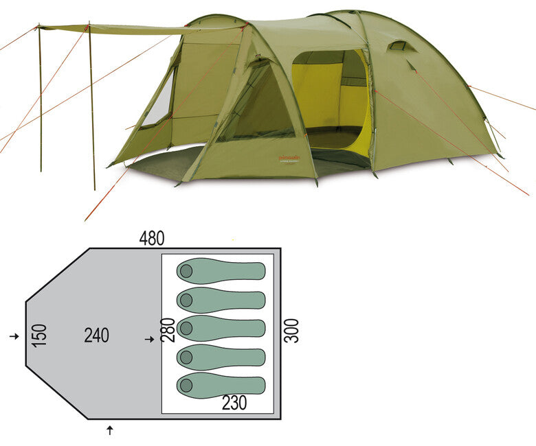 Pinguin Campus 5 šotor duralu, zelena