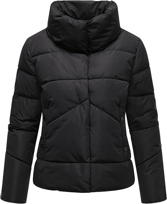 Marikoo Jalliaa Women's Short Winter Jacket with High Collar, Black