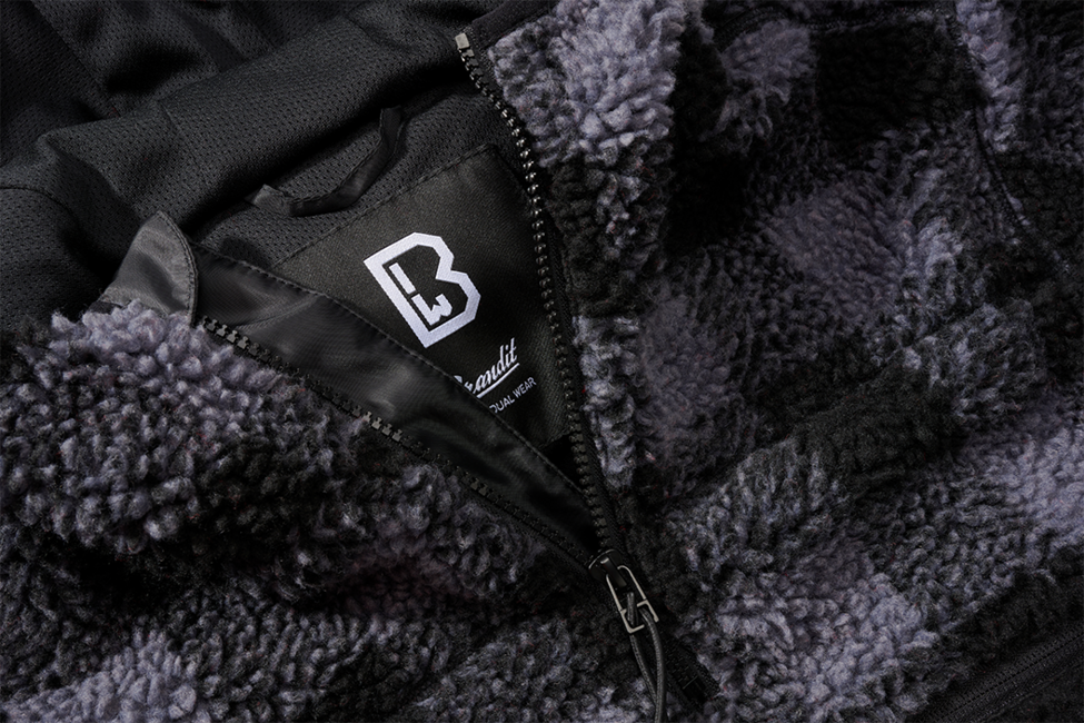 Brandit Teddyfleece Worker flisasti pulover, črna/siva