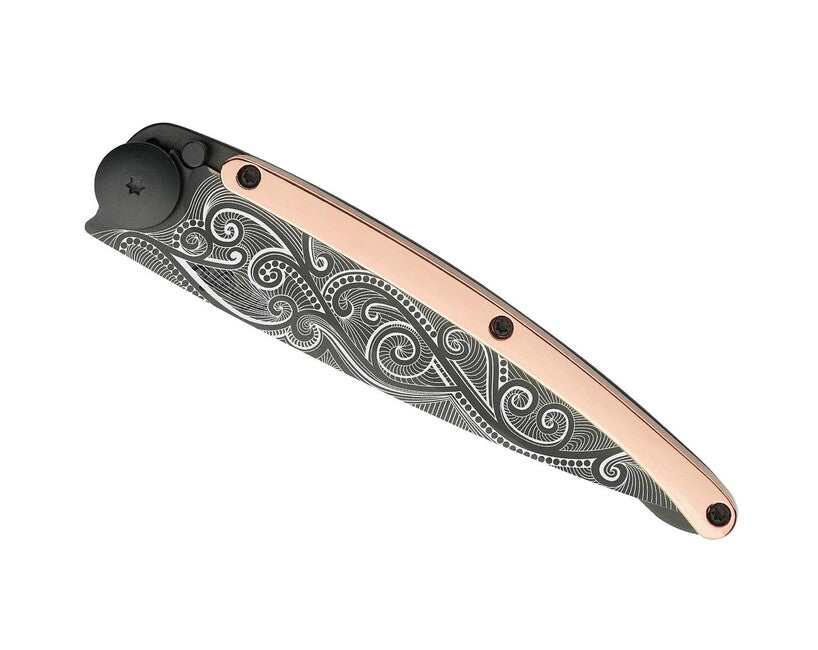 Deejo GOLD Tattoo preklopni nož 18kt rožnat, Pacific