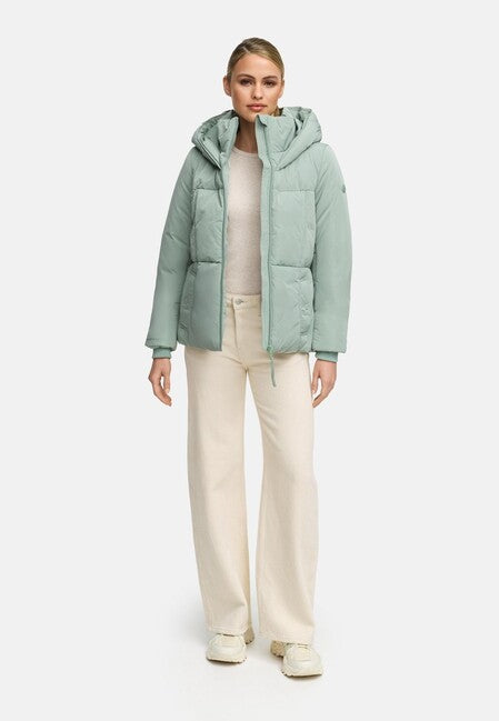 Navahoo Women's Winter Jacket FLÜSTERFEE 14 with Large Hood, Smokey Mint
