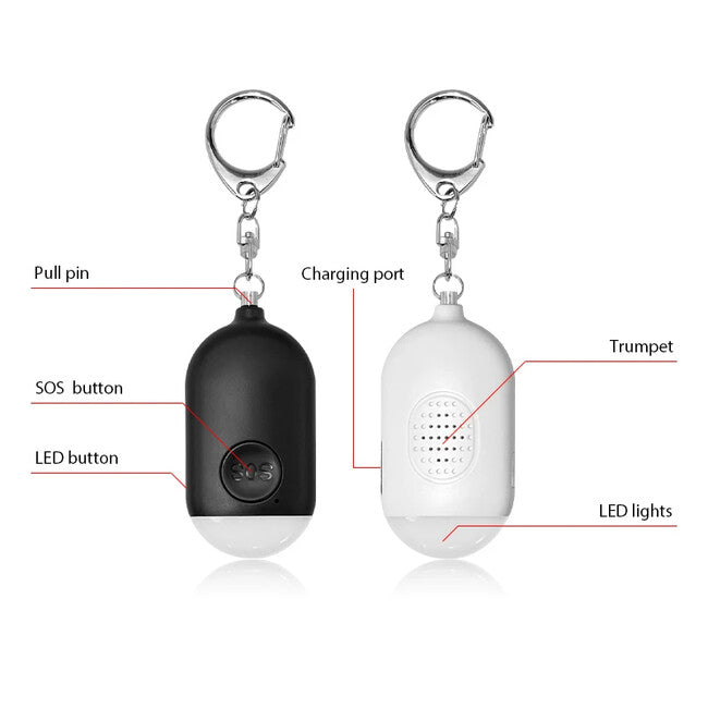 W&G SHIELD SOS Waterproof Personal Alarm with LED Light and Activation Button, White