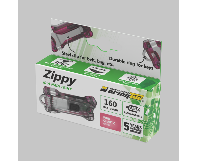 ArmyTek Zippy LED zapestnica, rožnata